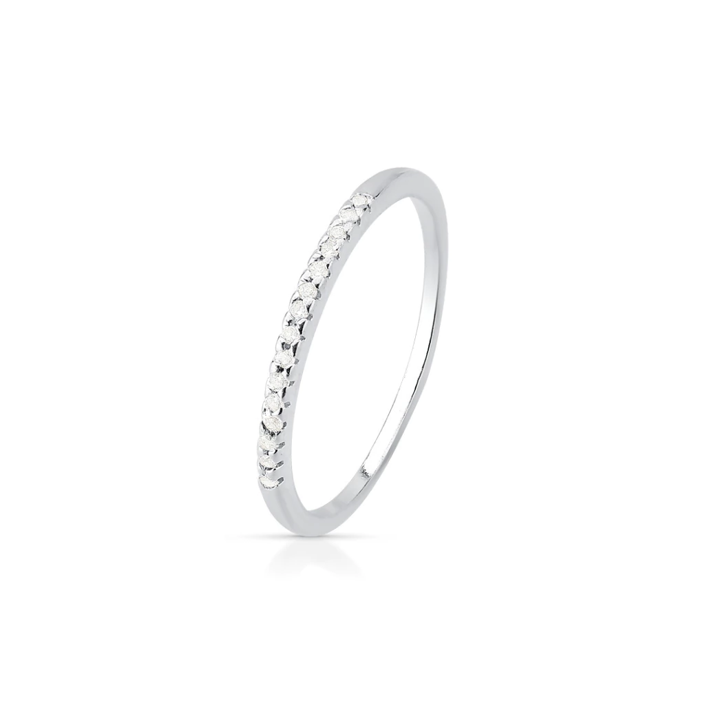 Anel de Prata Aparador Cravejado 1,3mm