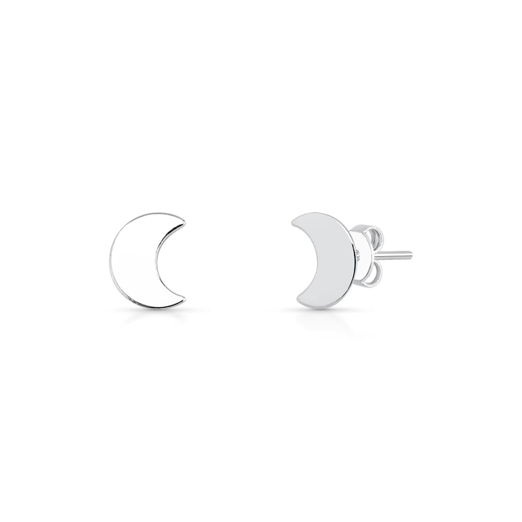 Brinco de Prata Lua Plano 6mm Liso
