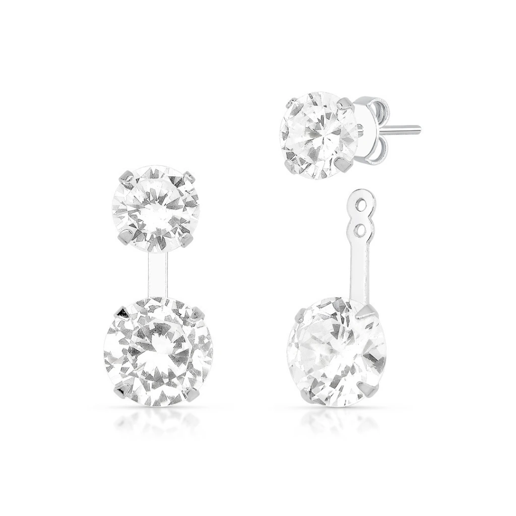 Brinco de Prata Virginia Cristal Pêndulo 10mm