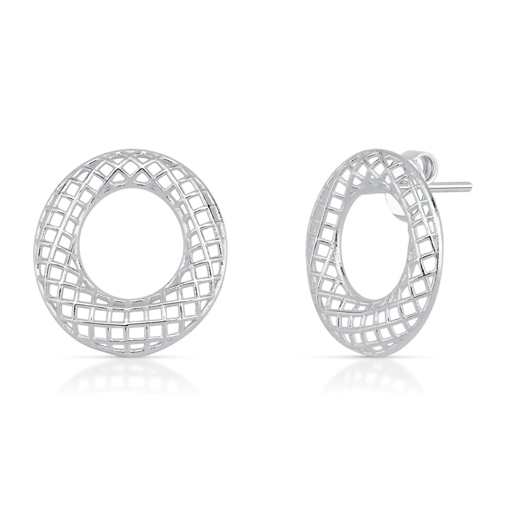 Brinco de Prata Orgânico Vazado 3D 15,8mm